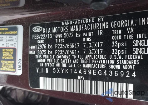 2014 Kia Sorento Lx z USA, uszkodzony, nr VIN 5XYKT4A69EG436924